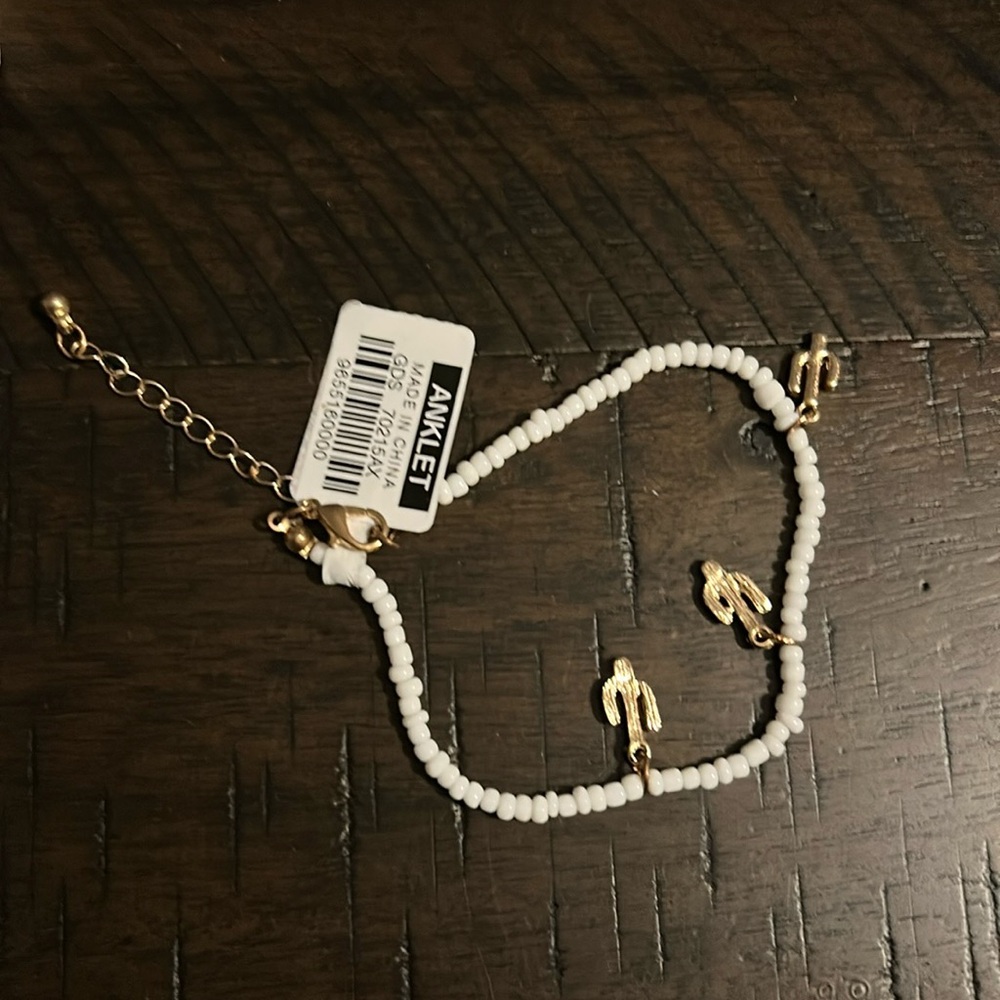Anklet cactus white beads